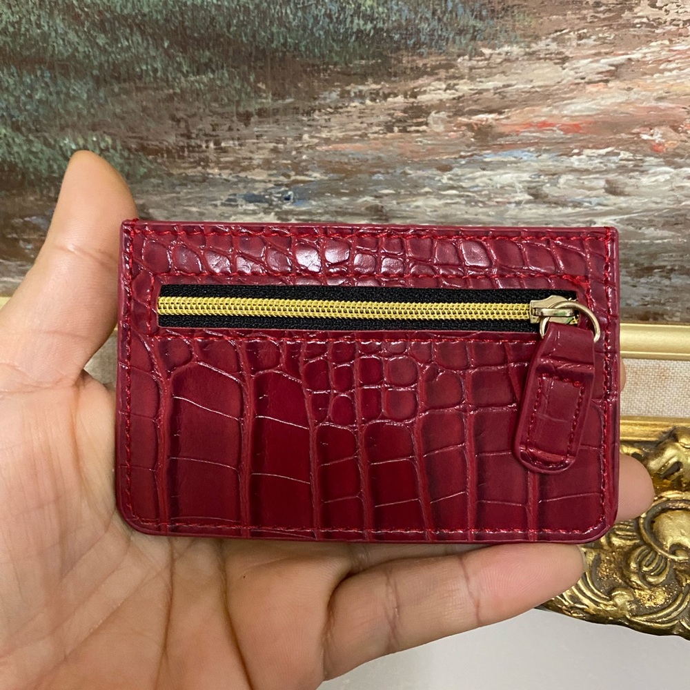 B-Low the Belt Red Croc-Embossed Slim Card Sleeve